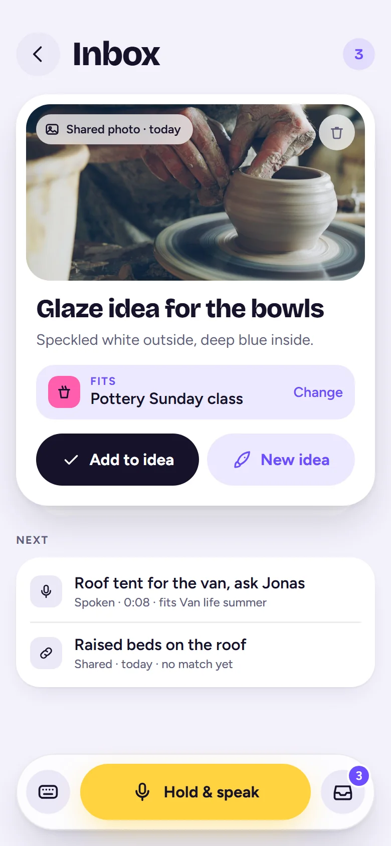 Inbox with a shared photo: Glaze idea for the bowls, suggested for the idea Pottery Sunday class